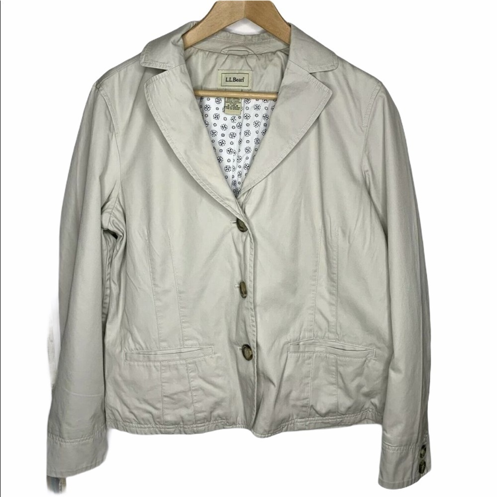 Ll Bean Womens Casual Jacket Size 16 Tan Button